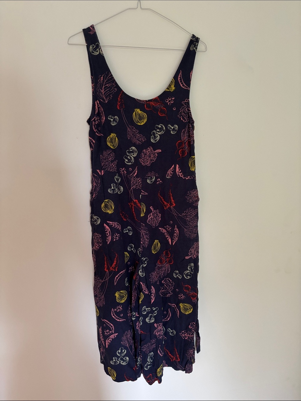Modcloth Navy Floral-Print Scoop-Neck Jumpsuit